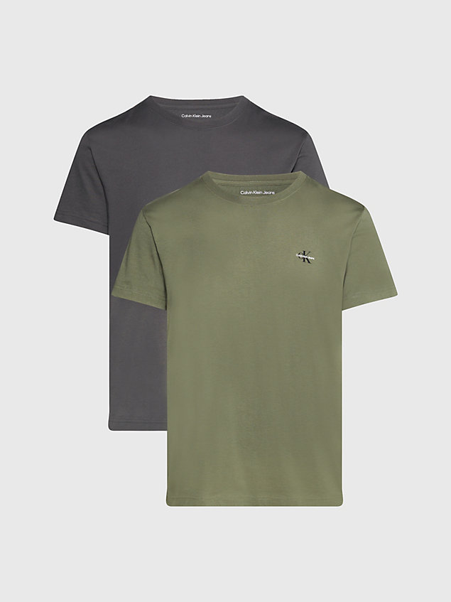 t-shirt in cotone (confezione da 2) green da uomini calvin klein jeans
