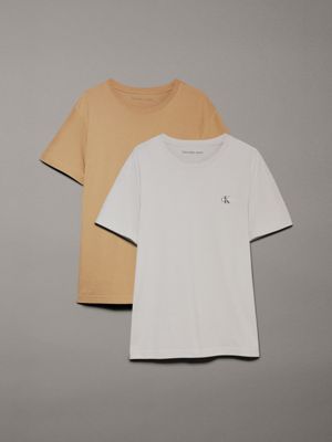 Buy Calvin Klein Men White Crew Neck Cotton T-Shirt - Pack Of 2