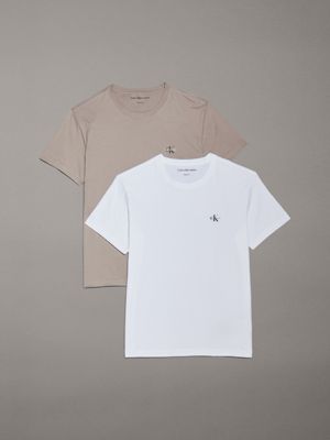 muted grey 2 pack monogram t-shirts for men calvin klein jeans