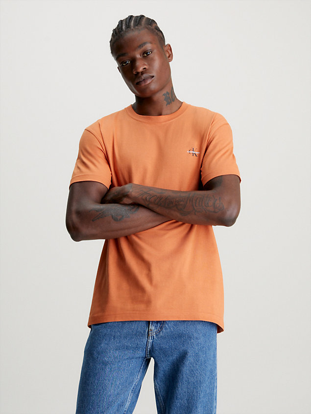 lot de 2 t-shirts en coton orange pour hommes calvin klein jeans