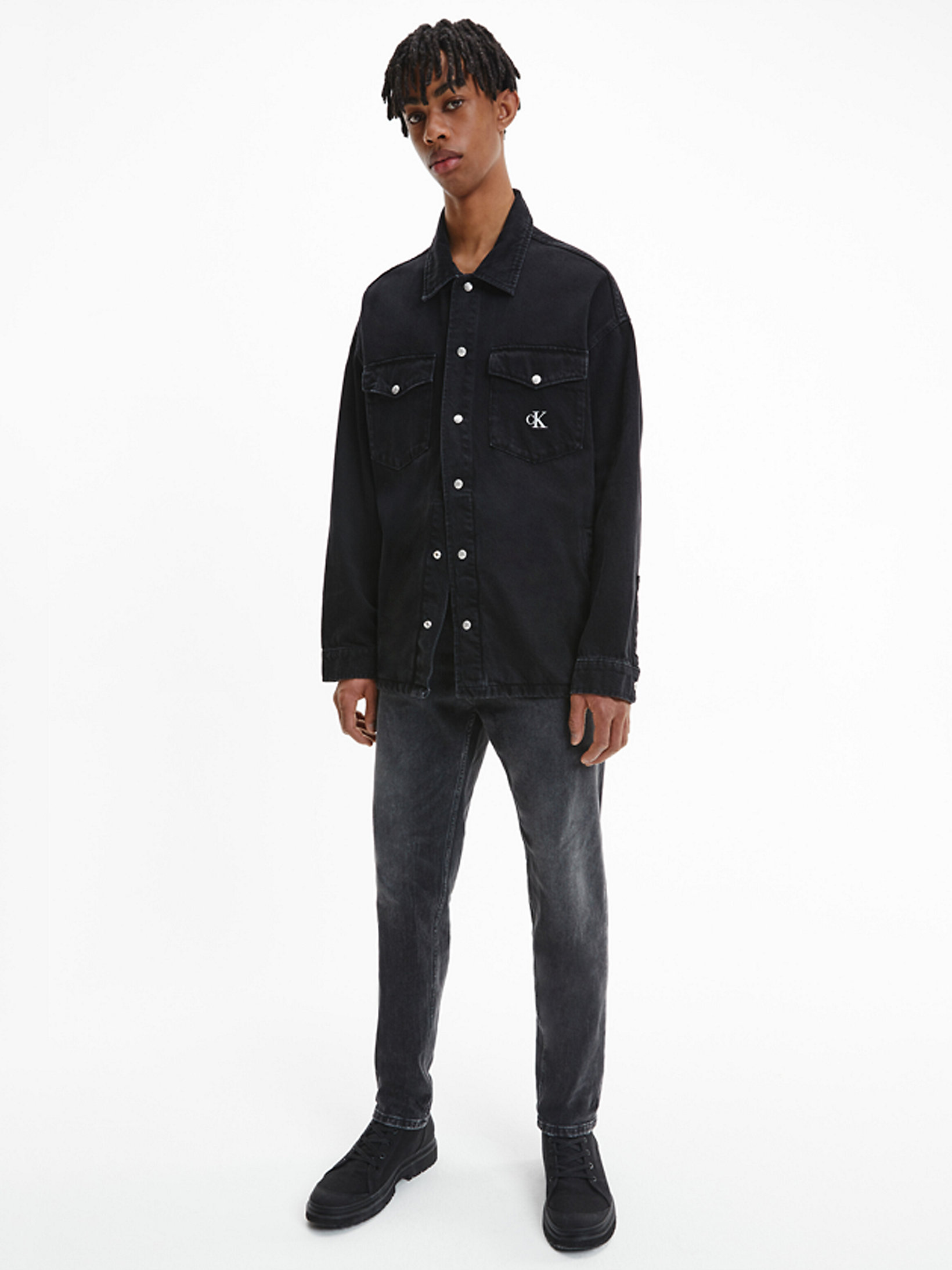 Giacca a camicia in denim oversize Calvin Klein Uomo Abbigliamento Camicie Camicie denim 