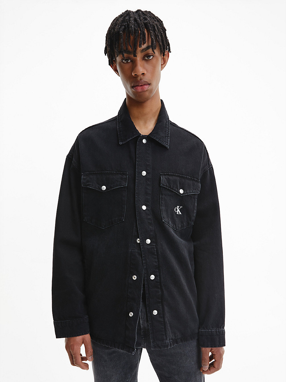 DENIM BLACK Oversized Denim Shirt Jacket undefined men Calvin Klein