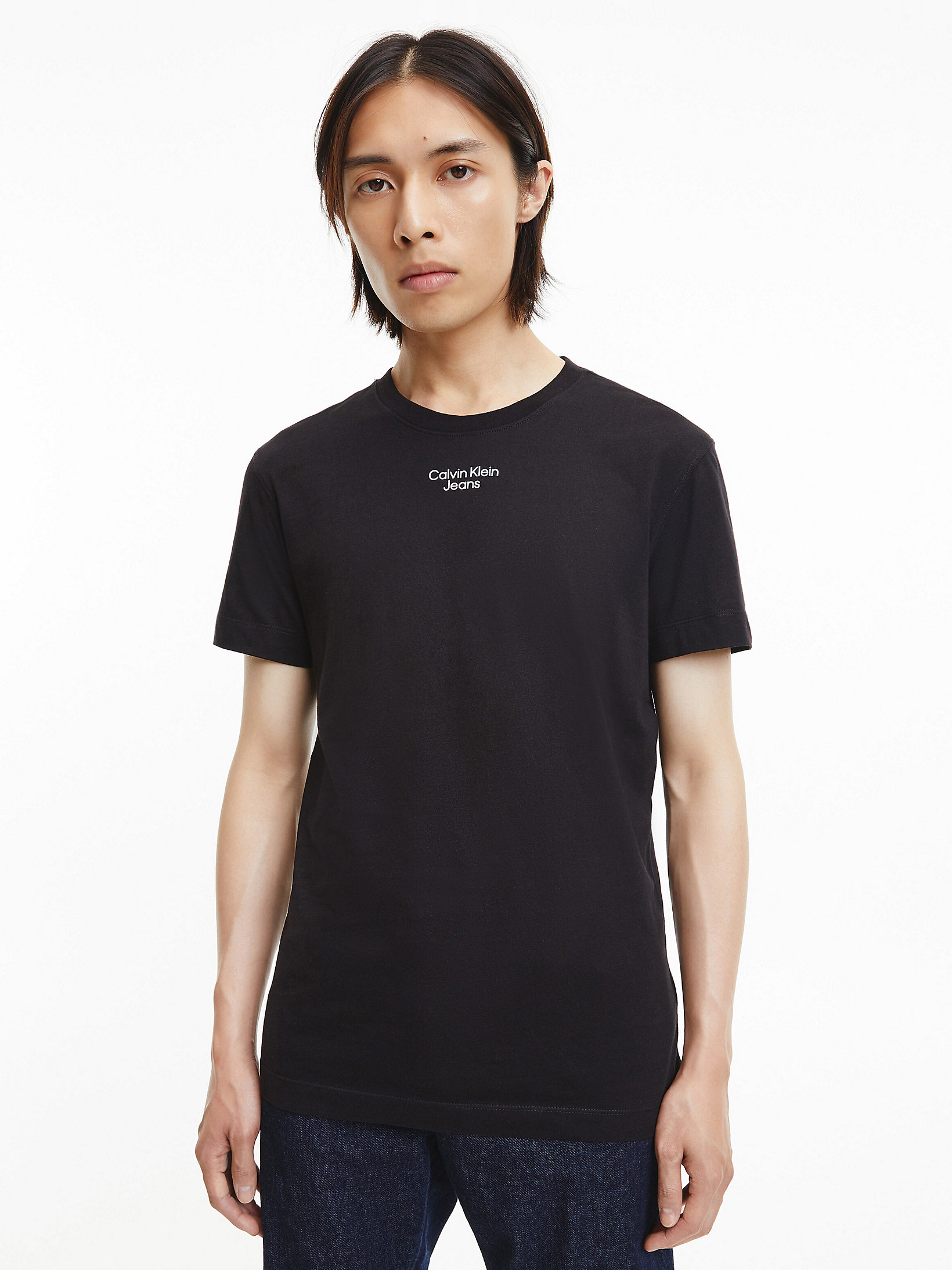 T-Shirt In Cotone Organico Slim > CK Black > undefined uomo > Calvin Klein
