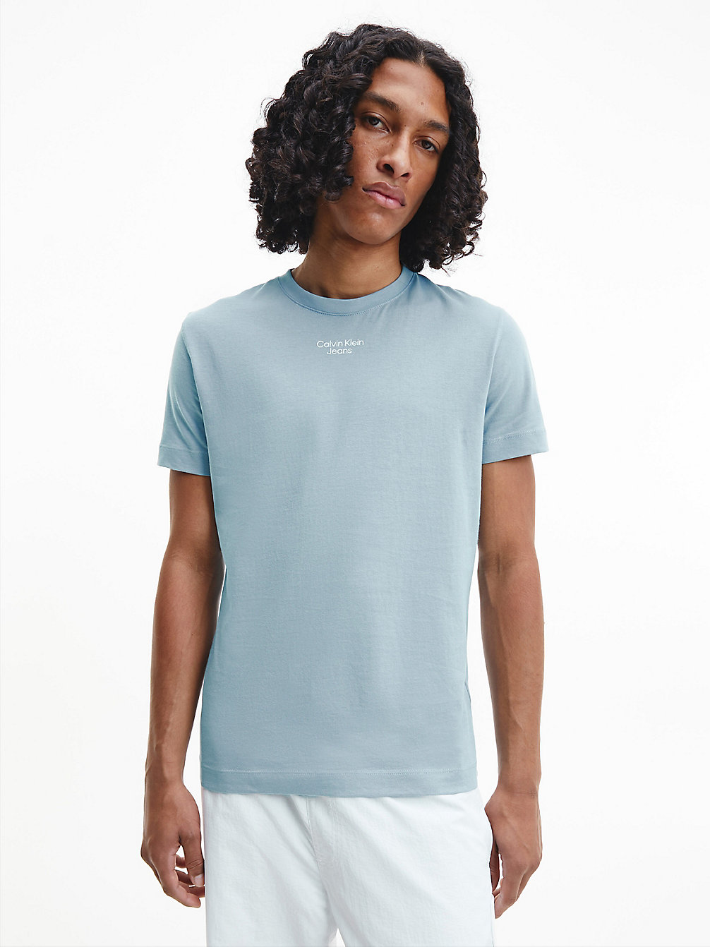 ICELAND BLUE > Wąski T-Shirt Z Bawełny Organicznej > undefined Mężczyźni - Calvin Klein