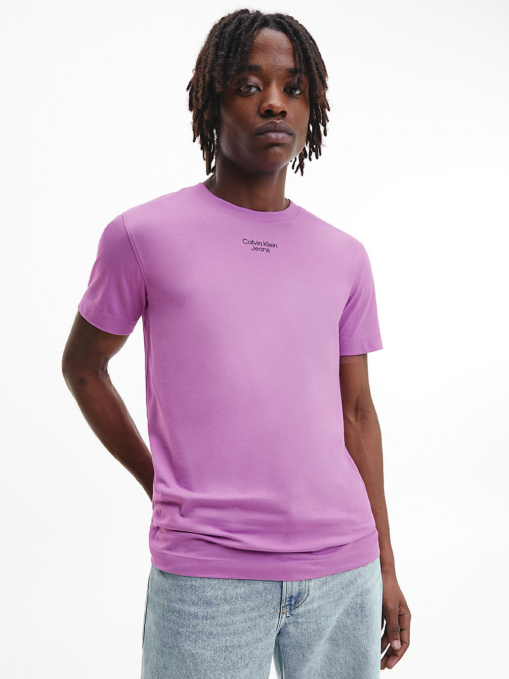 IRIS ORCHID Slim Organic Cotton T-Shirt undefined men Calvin Klein