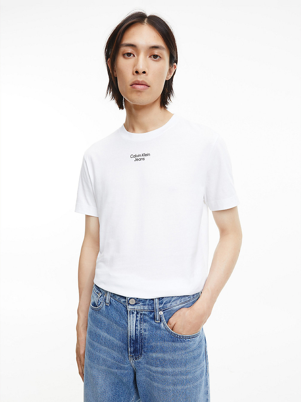 BRIGHT WHITE Slim T-Shirt Van Biologisch Katoen undefined heren Calvin Klein