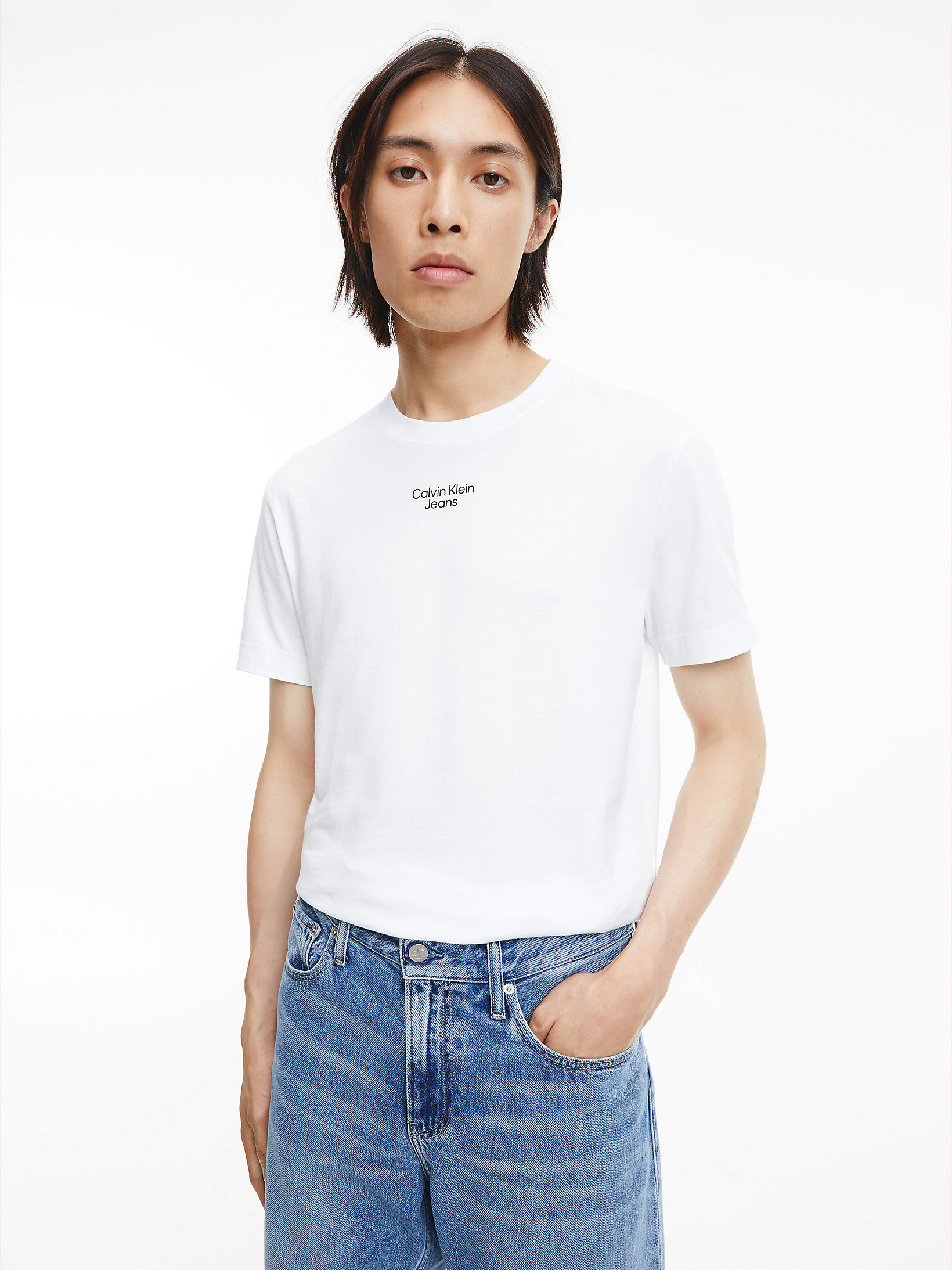 Bright White > Облегающая футболка из органического хлопка > undefined женщины - Calvin Klein