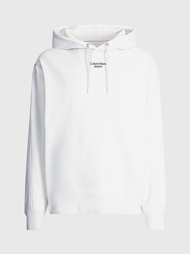 white relaxed hoodie for men calvin klein jeans