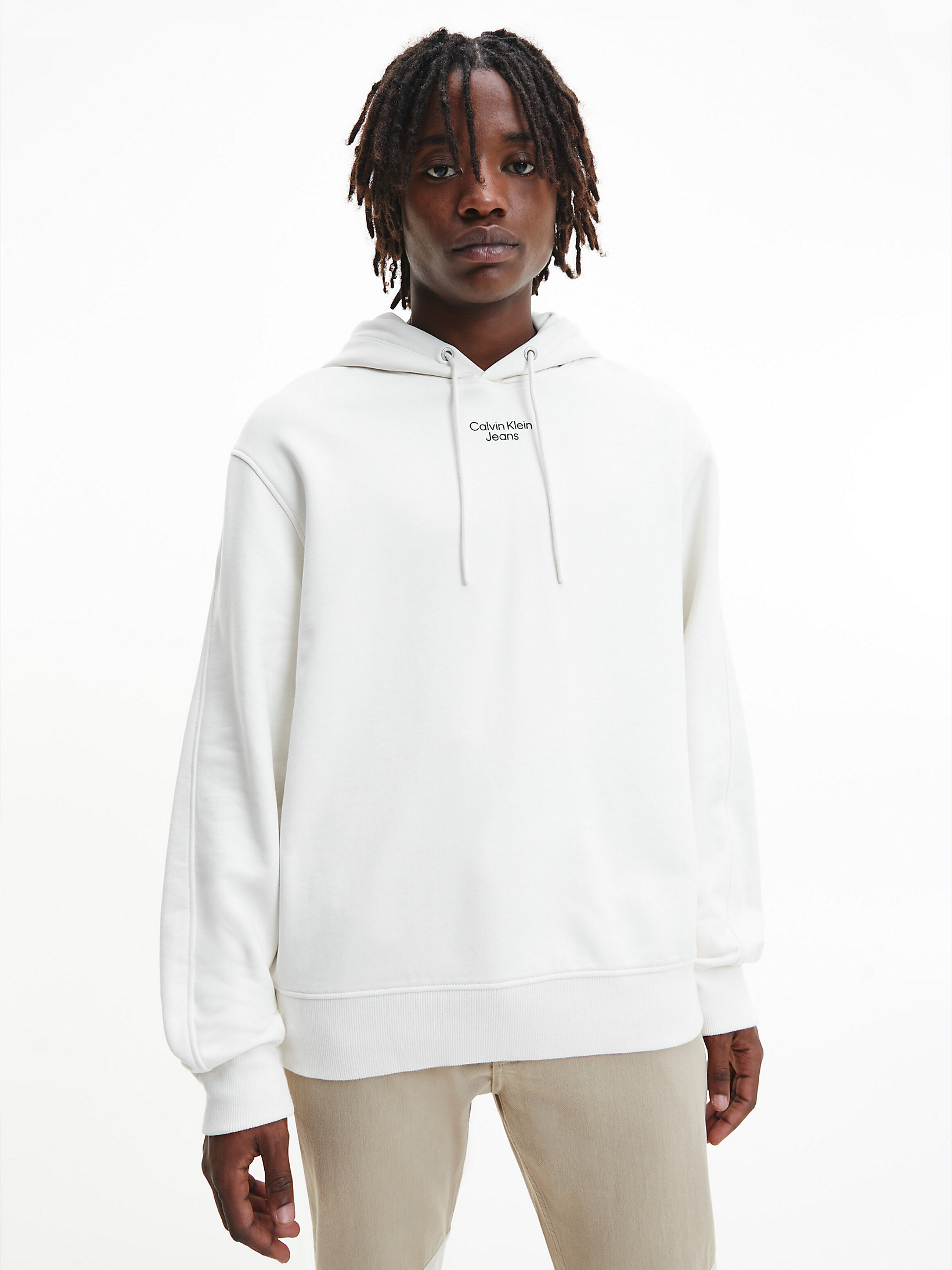 Ivory Relaxed Hoodie undefined men Calvin Klein