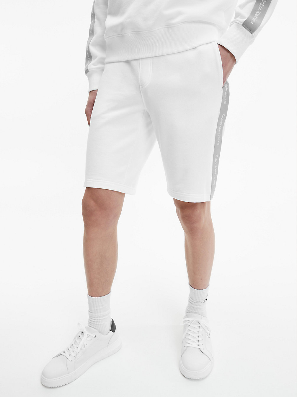 BRIGHT WHITE Logo Tape Jogger Shorts undefined men Calvin Klein