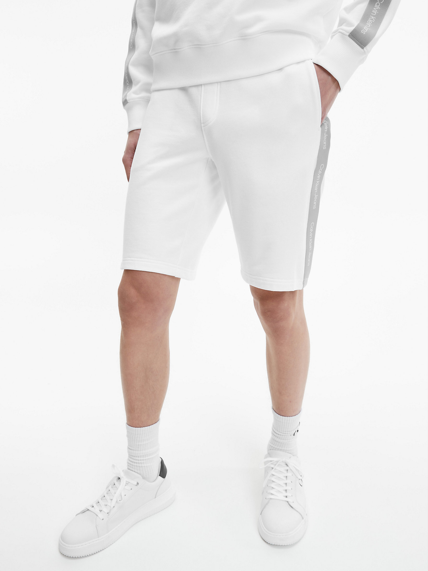 Bright White Logo Tape Jogger Shorts undefined men Calvin Klein