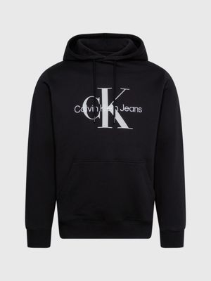ck black/porpoise hoodie aus fleece aus baumwoll-mix für herren - calvin klein jeans