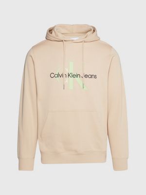 warm sand hoodie aus fleece aus baumwoll-mix für herren - calvin klein jeans
