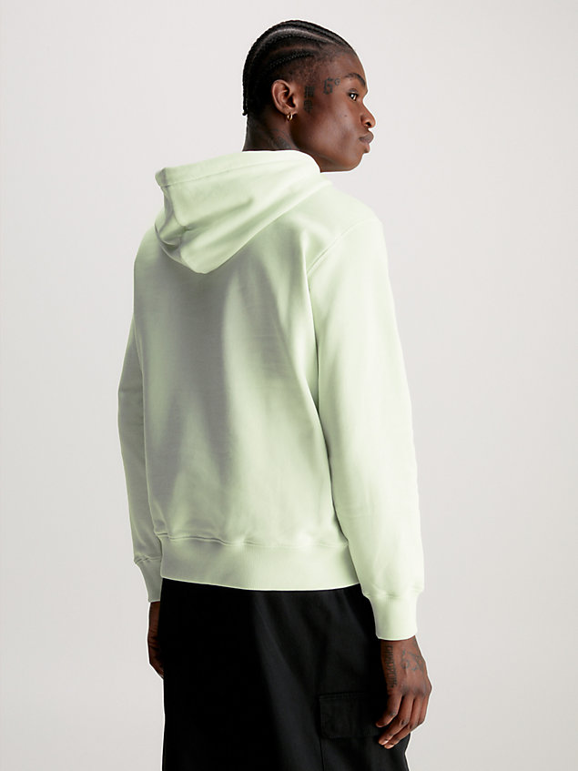sweat-shirt à capuche avec monogramme en coton green pour hommes calvin klein jeans
