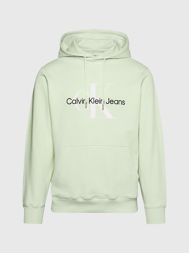 green cotton monogram hoodie for men calvin klein jeans