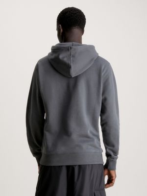 dark grey hoodie aus fleece aus baumwoll-mix für herren - calvin klein jeans