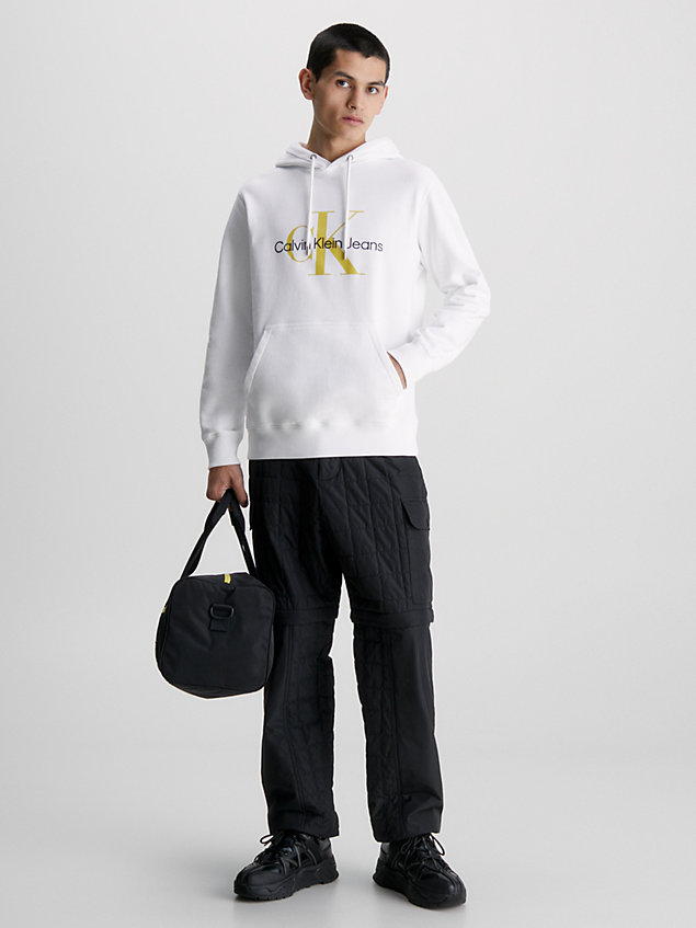 white cotton monogram hoodie for men calvin klein jeans