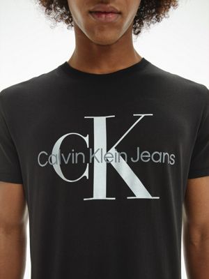 ck black schmales logo-t-shirt aus bio-baumwolle für herren - calvin klein jeans