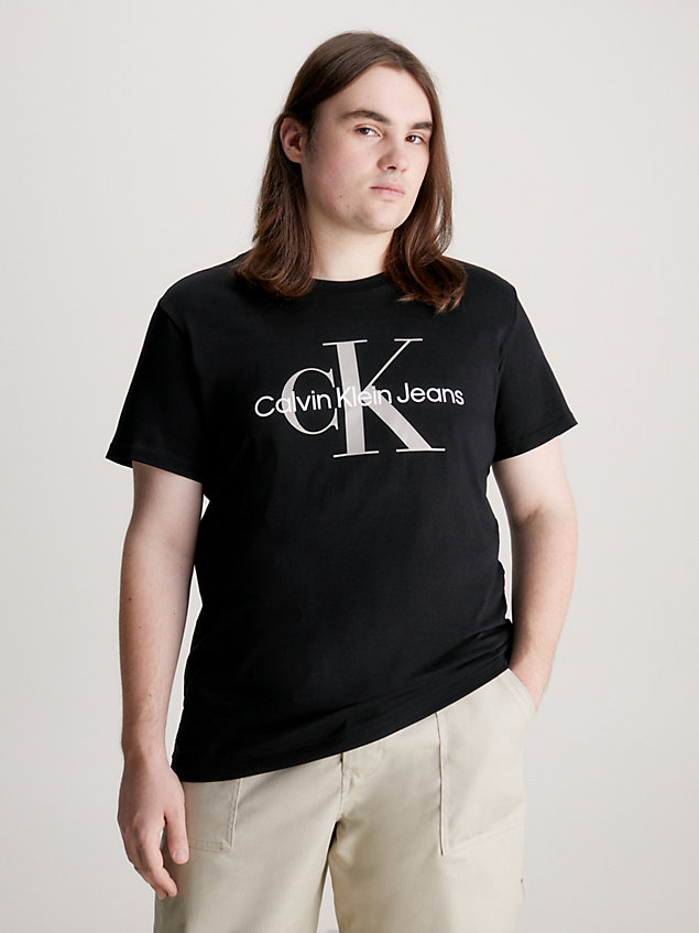 t-shirt slim avec monogramme black pour hommes calvin klein jeans