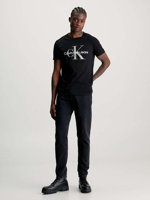 black schmales monogramm-t-shirt für herren - calvin klein jeans