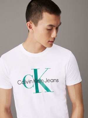 bright white monogram t-shirt for men calvin klein jeans