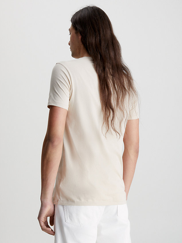 beige slim organic cotton logo t-shirt for men calvin klein jeans