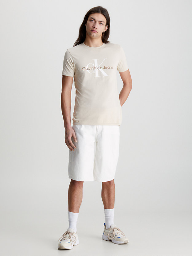 CLASSIC BEIGE Camiseta slim con monograma de hombre CALVIN KLEIN JEANS