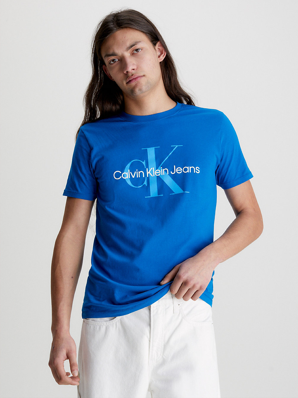 T-Shirt Slim Avec Monogramme > TARPS BLUE > undefined hommes > Calvin Klein