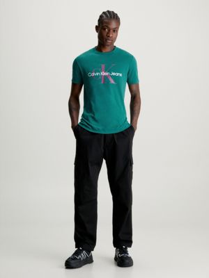 atlantic deep/amaranth schmales logo-t-shirt aus bio-baumwolle für herren - calvin klein jeans