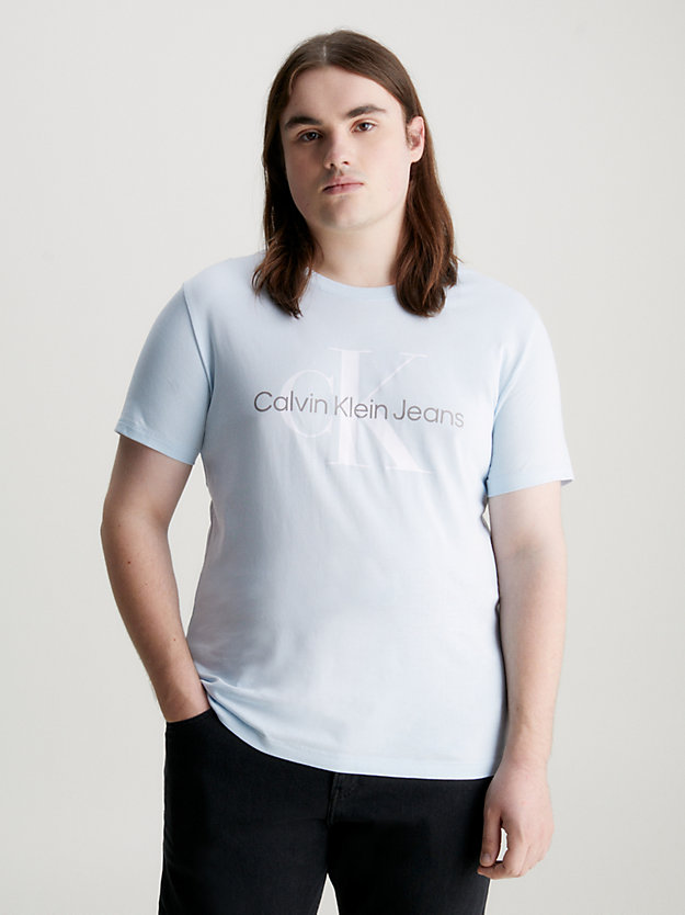 t-shirt slim in cotone biologico con logo keepsake blue da uomo calvin klein jeans