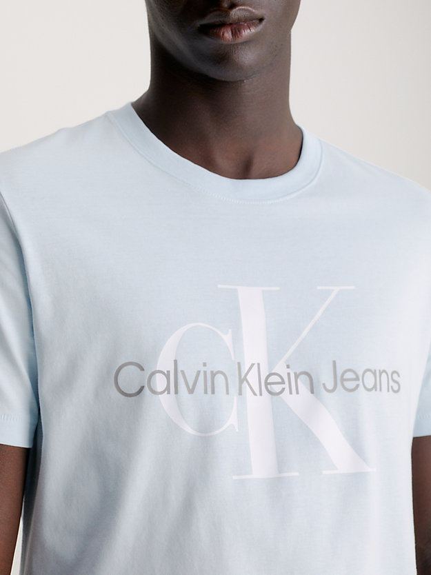 keepsake blue slim organic cotton logo t-shirt for men calvin klein jeans
