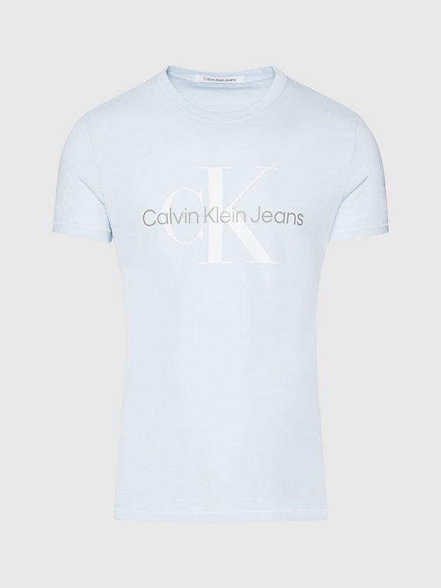 t-shirt slim in cotone biologico con logo keepsake blue da uomo calvin klein jeans