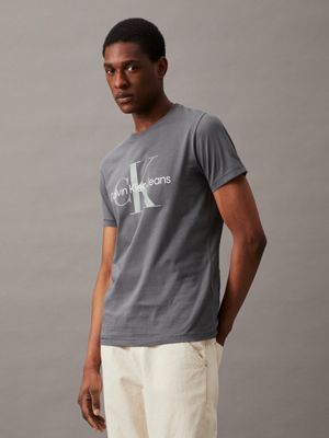 grey monogram t-shirt for men calvin klein jeans