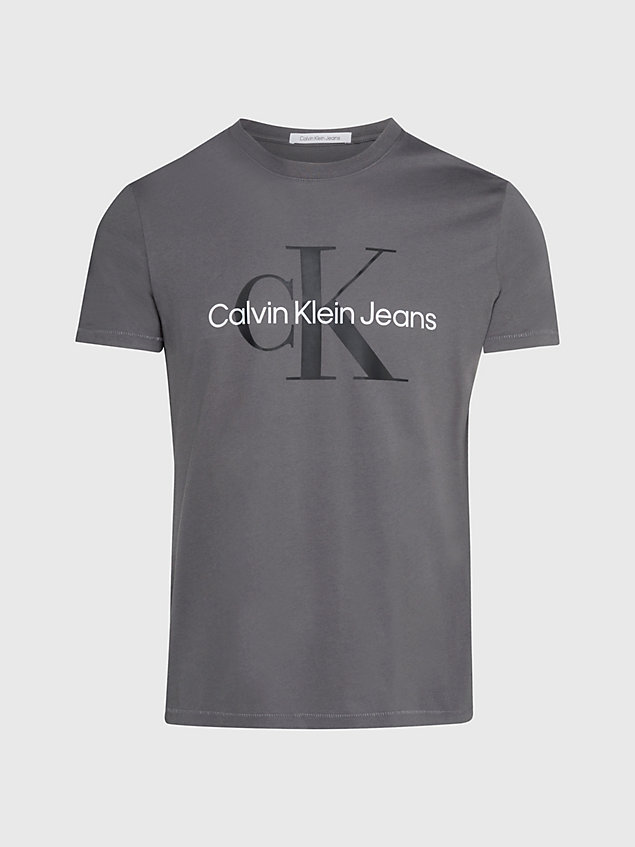 grey wąski t-shirt z logo z bawełny organicznej dla mężczyźni - calvin klein jeans