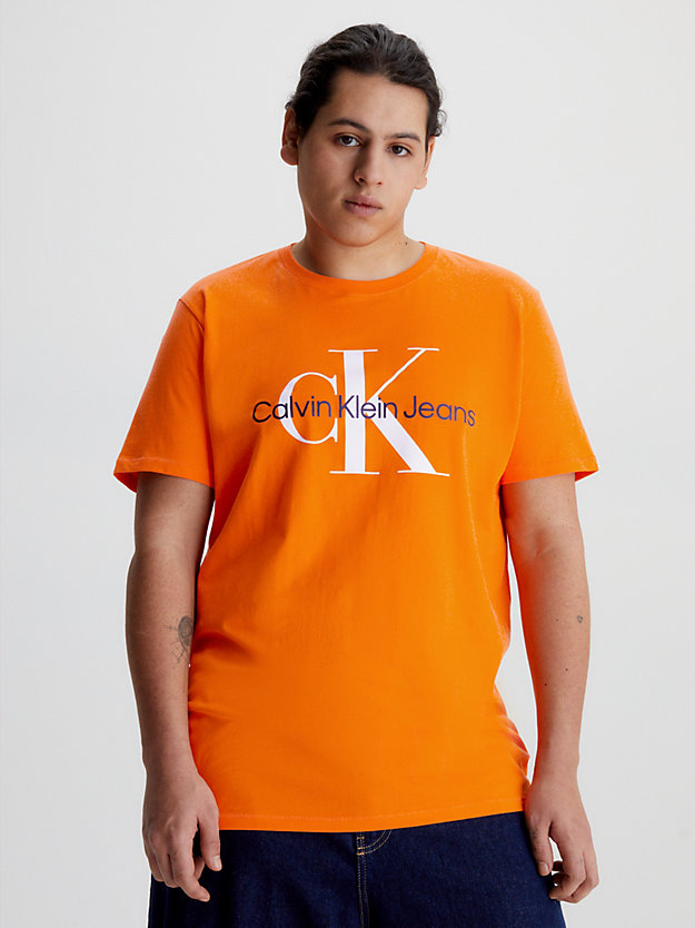 VIBRANT ORANGE Slim Monogram T-shirt for men CALVIN KLEIN JEANS
