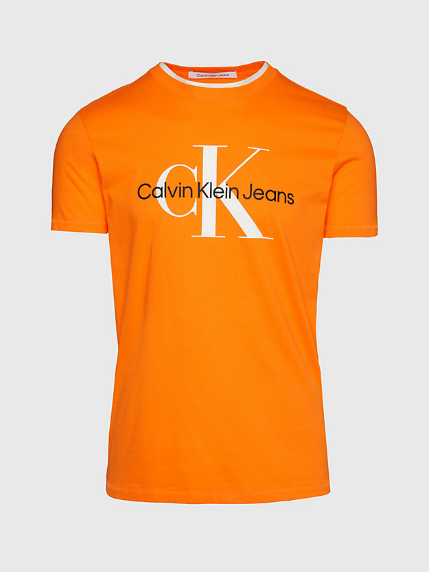 VIBRANT ORANGE Slim Monogram T-shirt for men CALVIN KLEIN JEANS