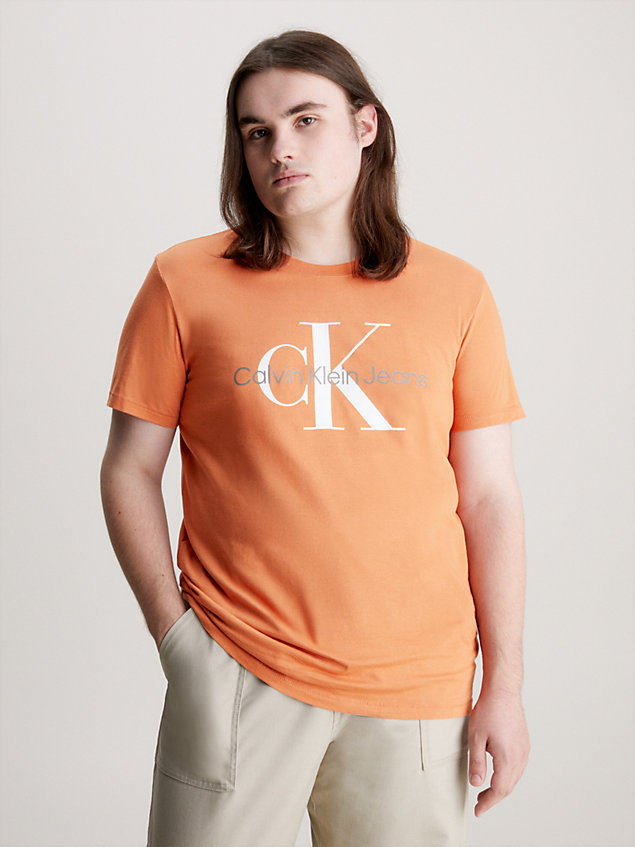 camiseta slim con monograma orange de hombre calvin klein jeans