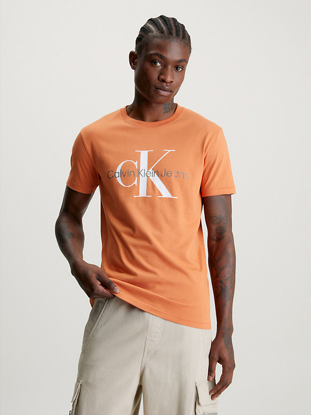 camiseta slim con monograma orange de hombre calvin klein jeans
