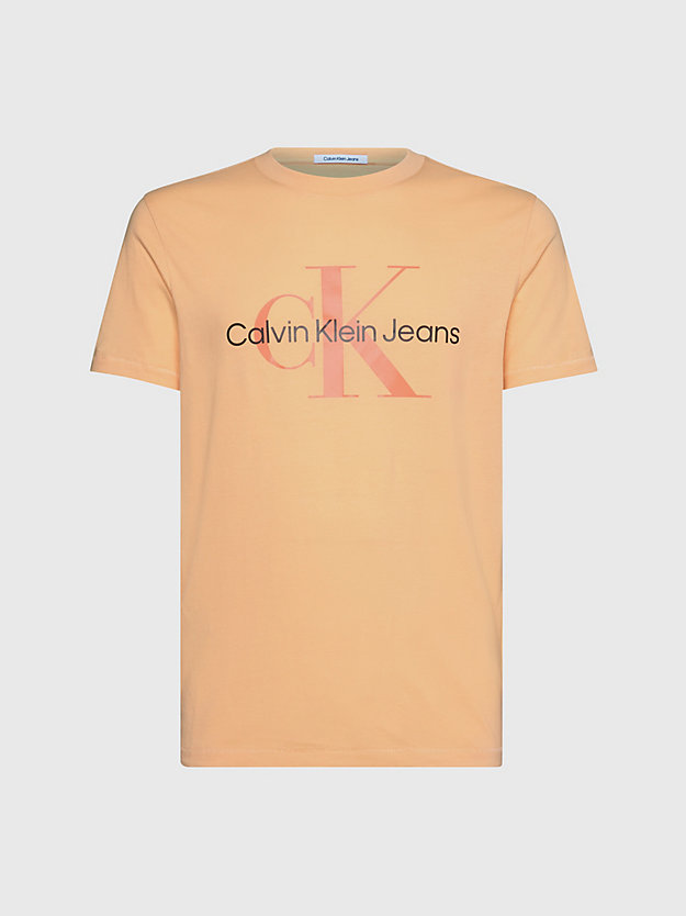 CRUSHED ORANGE Slim Organic Cotton Logo T-shirt for men CALVIN KLEIN JEANS