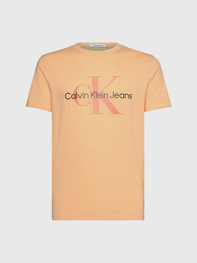 orange slim monogram t-shirt for men calvin klein jeans