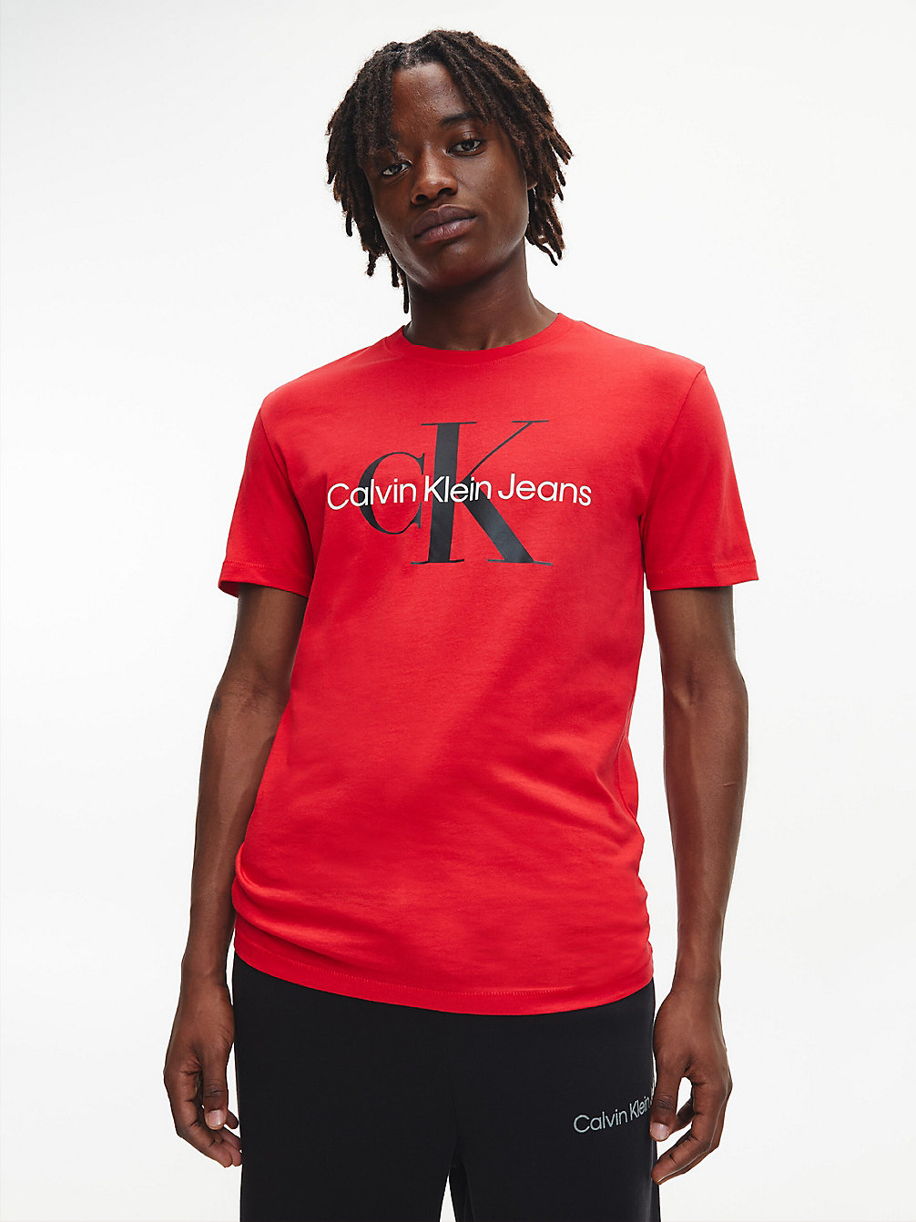 T-Shirt Slim In Cotone Biologico Con Logo > CANDY APPLE > undefined uomo > Calvin Klein