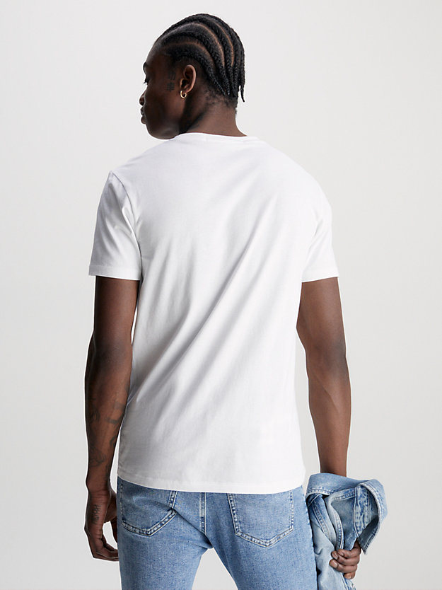BRIGHT WHITE T-shirt slim in cotone biologico con logo da uomo CALVIN KLEIN JEANS
