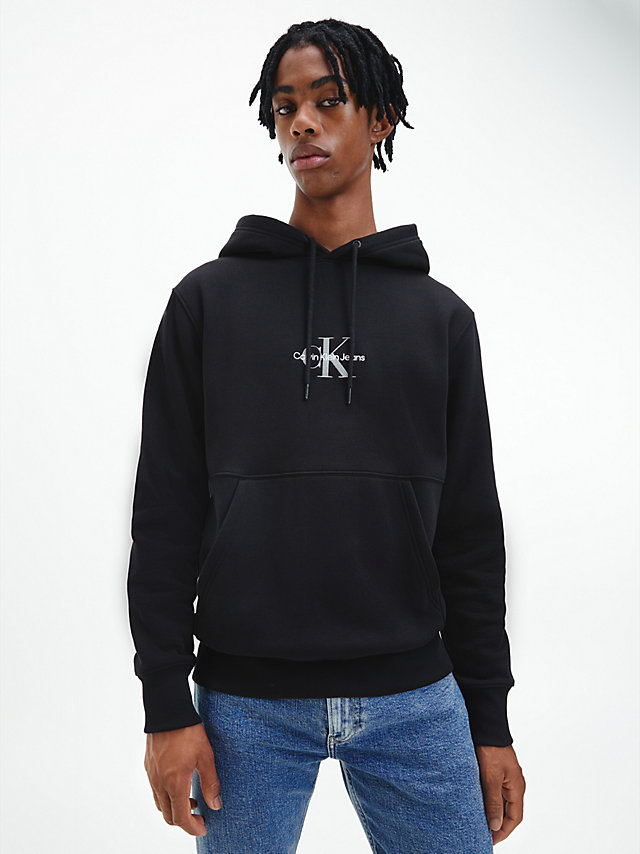 CK Black Organic Cotton Monogram Hoodie undefined men Calvin Klein
