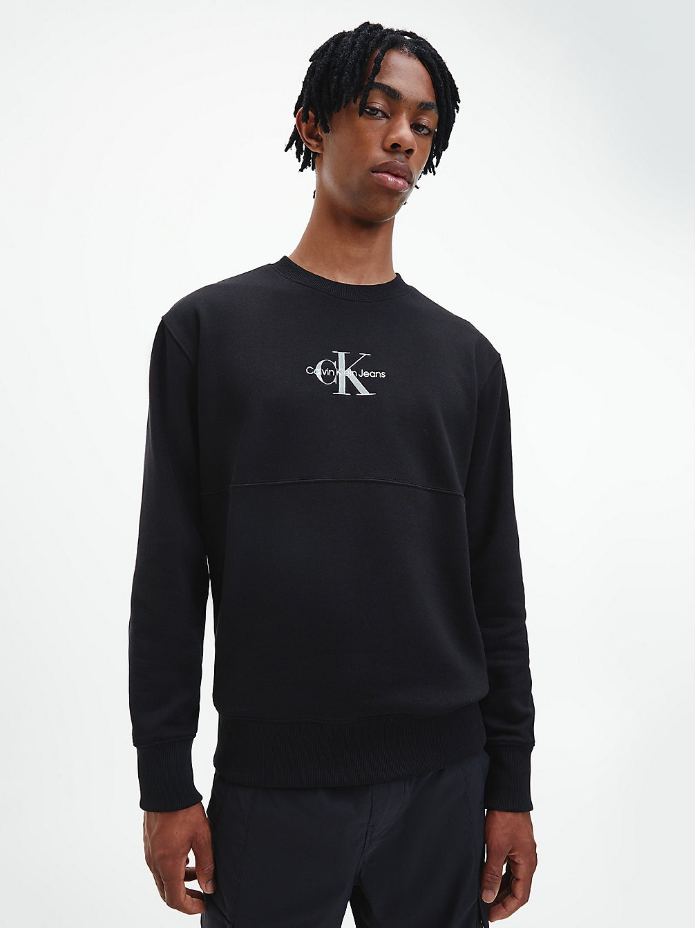 CK BLACK Organic Cotton Monogram Sweatshirt undefined men Calvin Klein