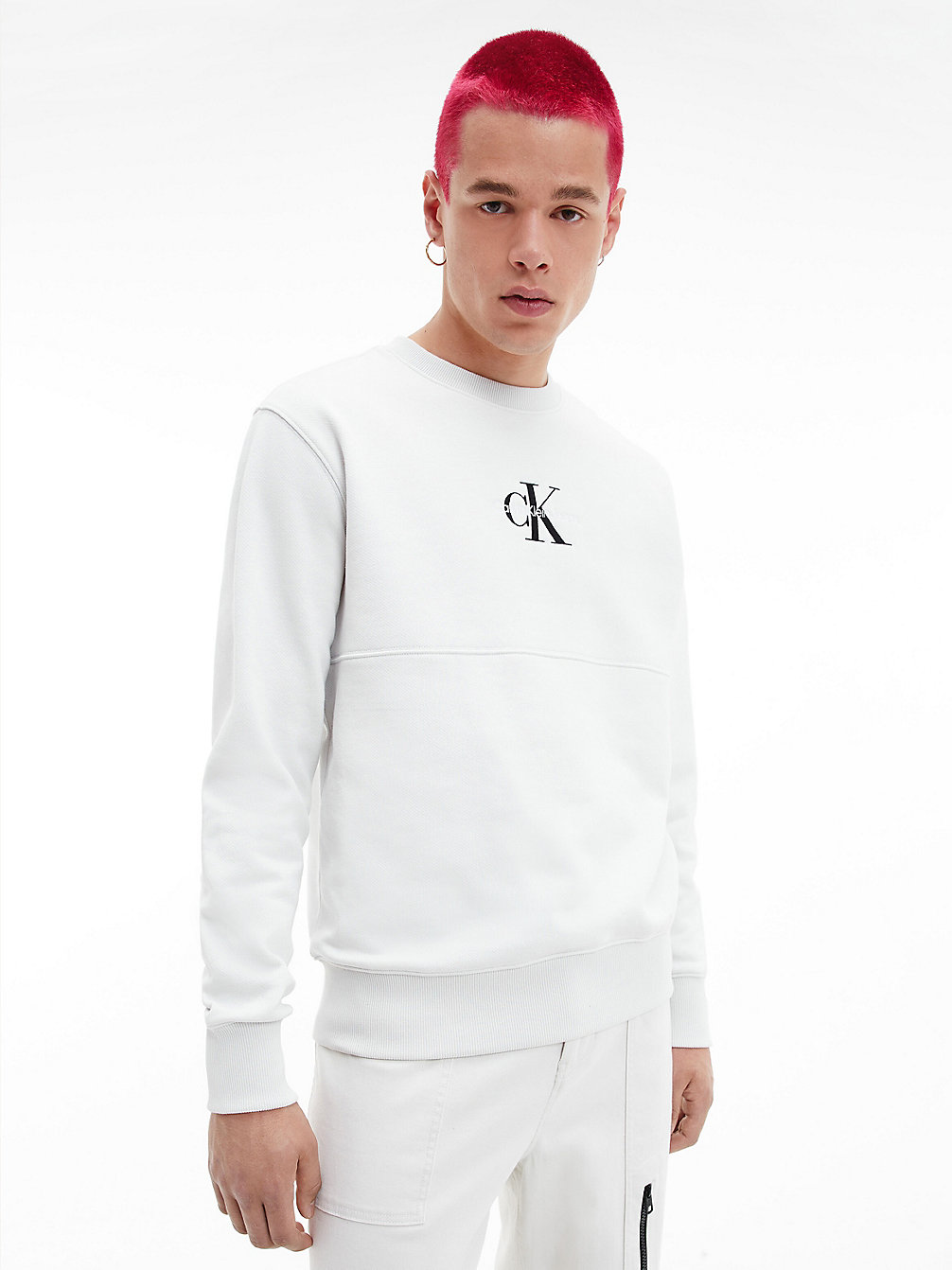CIRRUS GREY Organic Cotton Monogram Sweatshirt undefined men Calvin Klein