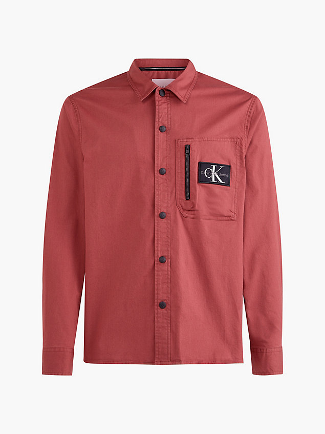 red relaxed utility shirt jacket for men calvin klein jeans