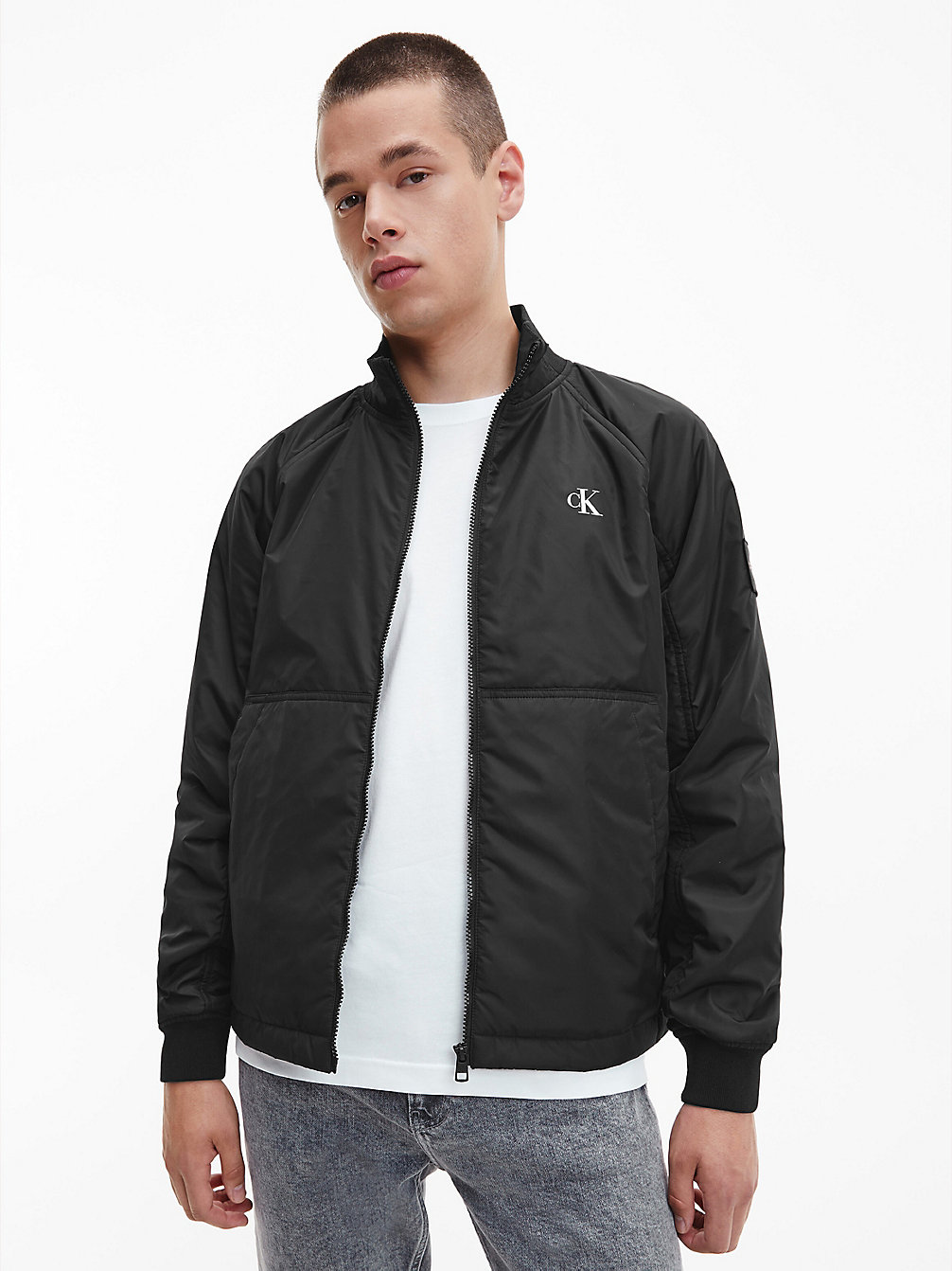 CK BLACK Recycled Nylon Padded Zip Up Jacket undefined men Calvin Klein