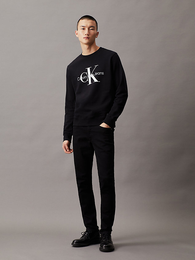 black bluza z monogramem dla mężczyźni - calvin klein jeans