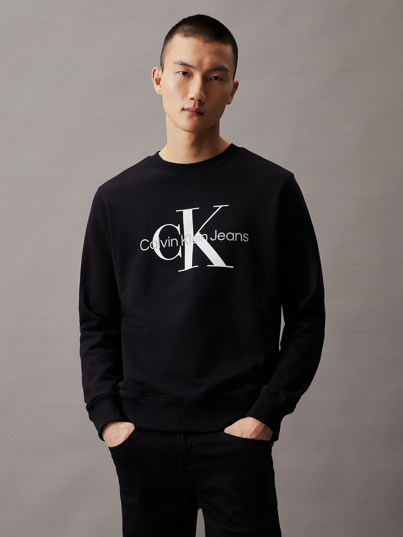 CK Black Monogram Sweatshirt undefined men Calvin Klein