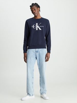 Calvin Klein Jeans Organic Cotton Monogram Sweatshirt Blue, Men's Clothing